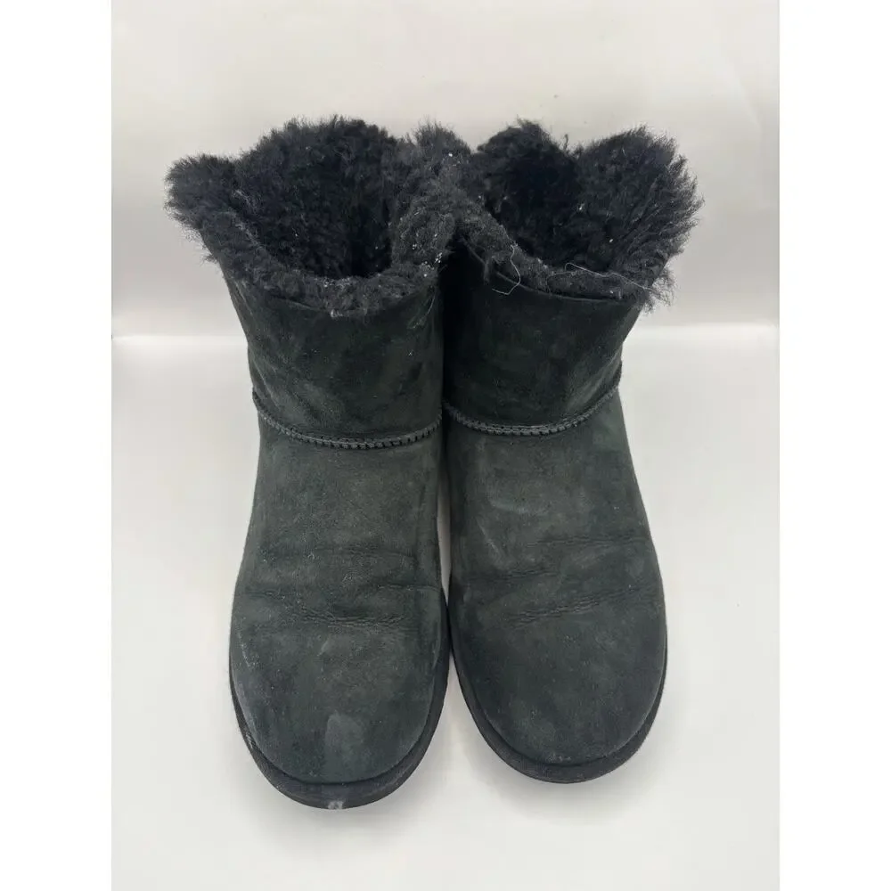 Ugg Mini Bailey Bow II Black Boots Women Size 9